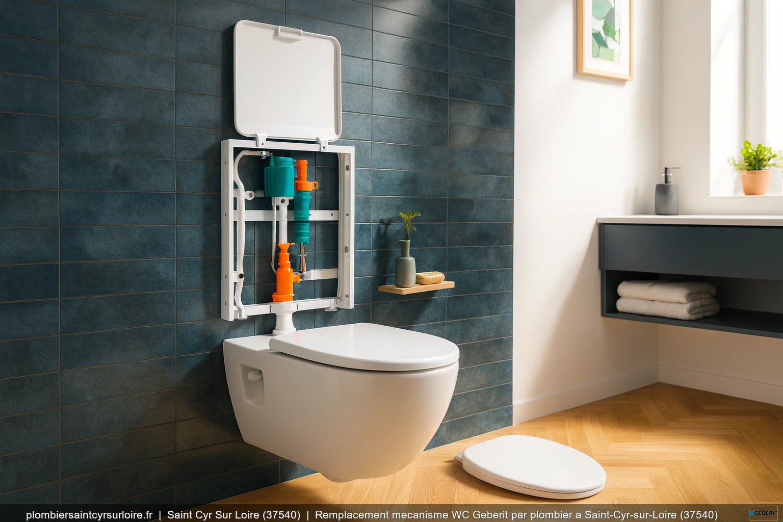 Remplacement mecanisme WC Geberit par plombier a Saint-Cyr-sur-Loire (37540)