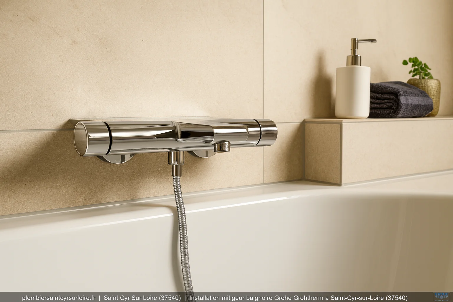 Installation mitigeur baignoire Grohe Grohtherm a Saint-Cyr-sur-Loire (37540)