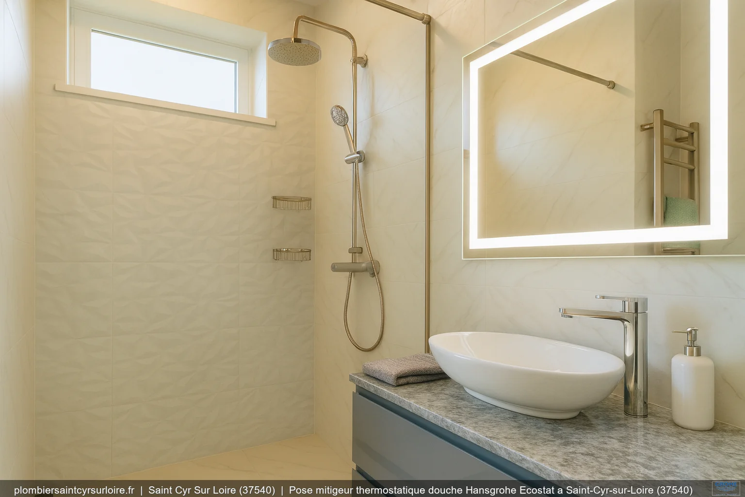 Pose mitigeur thermostatique douche Hansgrohe Ecostat a Saint-Cyr-sur-Loire (37540)