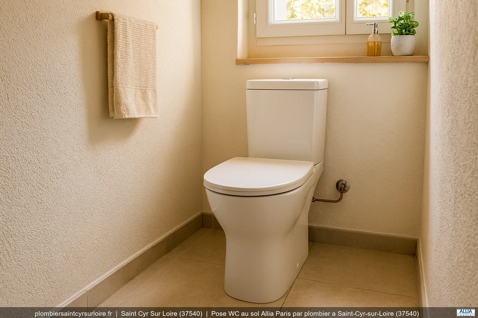 Pose WC au sol Allia Paris par plombier a Saint-Cyr-sur-Loire (37540)