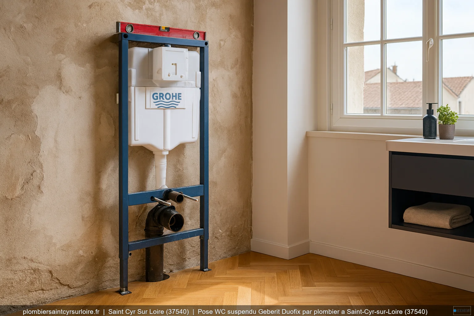 Pose WC suspendu Geberit Duofix par plombier a Saint-Cyr-sur-Loire (37540)